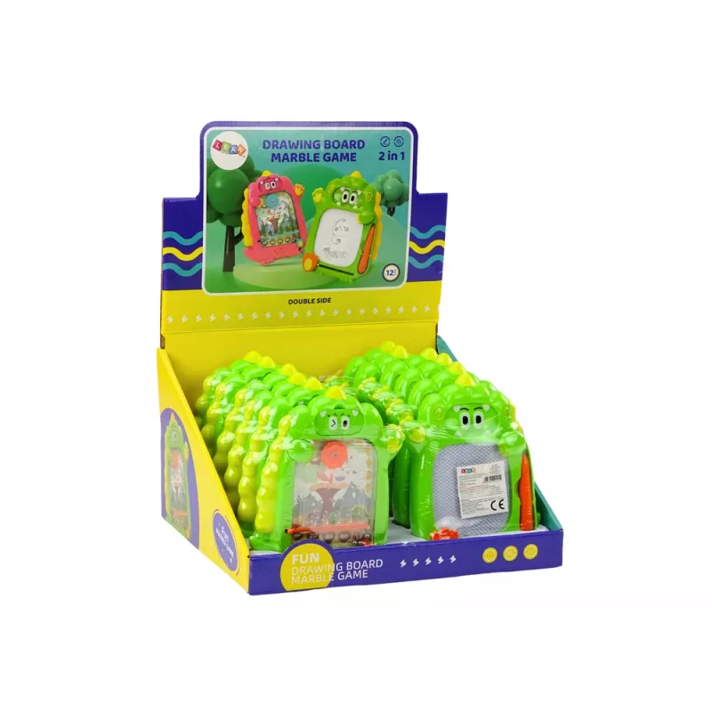 LEAN TOYS Pizarra de dibujo juego de bolsillo 2 en 1 verde dinosaurio