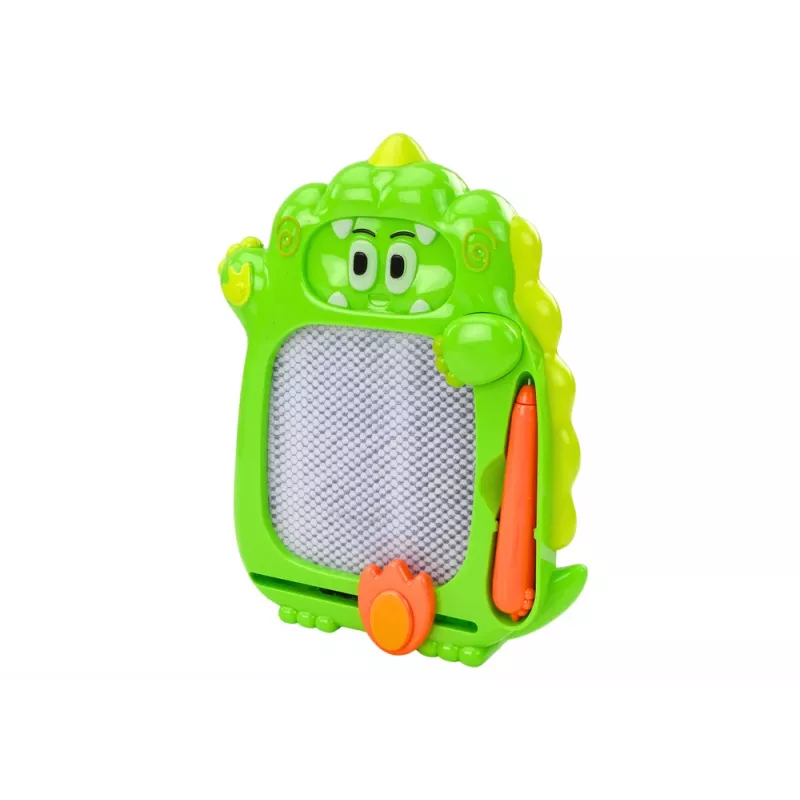 LEAN TOYS Pizarra de dibujo juego de bolsillo 2 en 1 verde dinosaurio