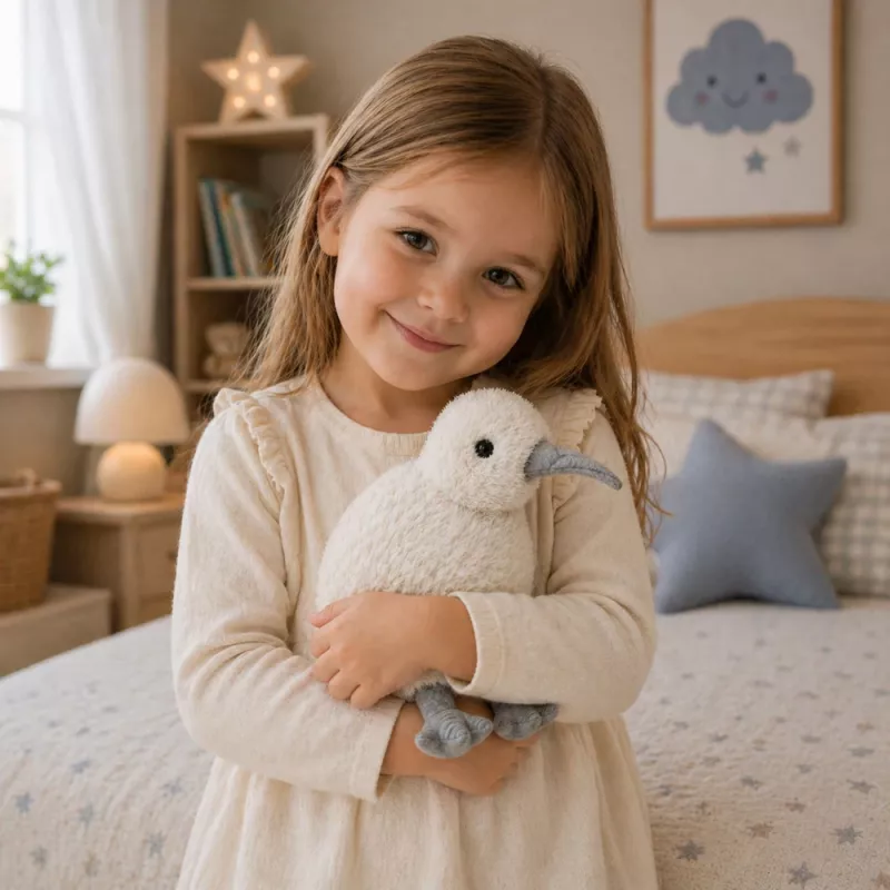 LEAN TOYS Peluche mascota de kiwi blanco 17 cm
