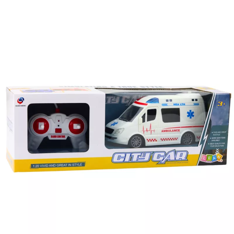 LEAN TOYS Ambulancia RC con luz y sonido 1:20 blanca