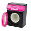 LEAN TOYS Set de electrodomésticos Lavadora interactiva con sonidos y accesorios, negro y rosa