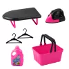 LEAN TOYS Set de electrodomésticos Lavadora interactiva con sonidos y accesorios, negro y rosa