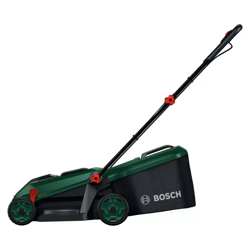 Bosch Rotak 18V-34 cortacésped de batería con set de inicio y tapón de acolchado (C)