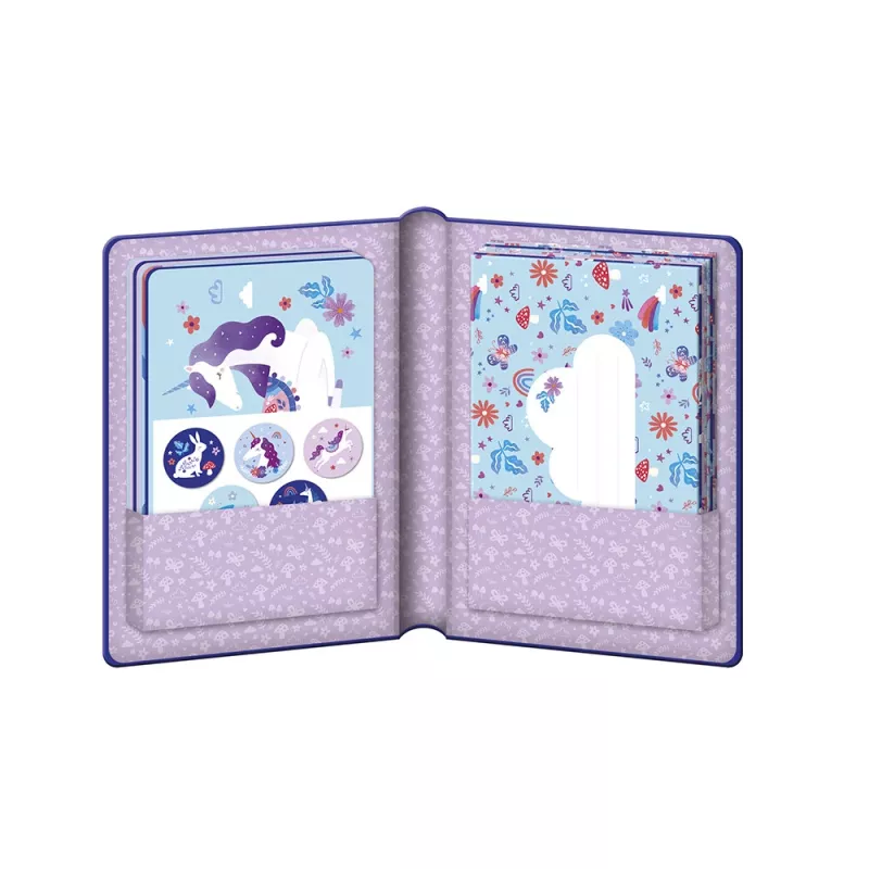 Janod Dreamland Unicorn set de papelería 40 piezas - invitaciones, tarjetas de agradecimiento, sobres, pegatinas, bolígrafo