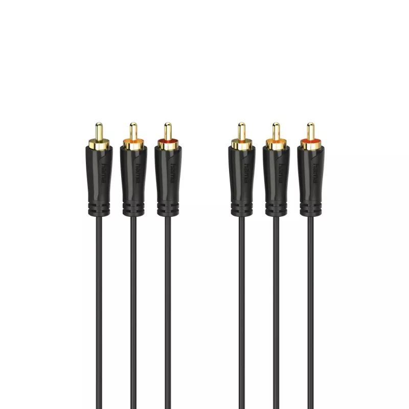 HAMA Cable de audio/vídeo 3x RCA a 3x RCA, 3 m, conectores dorados