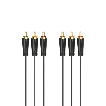 HAMA Cable de audio/vídeo 3x RCA a 3x RCA, 3 m, conectores dorados