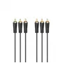 HAMA Cable de audio/vídeo 3x RCA a 3x RCA, 3 m, conectores dorados