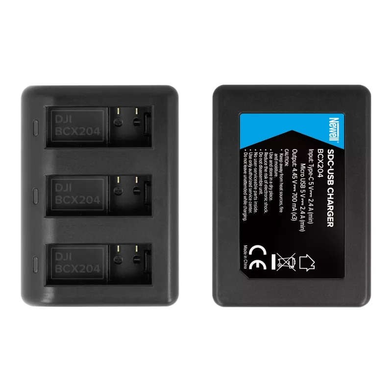 Newell SDC-USB Cargador de Tres Canales para Baterías DJI Osmo Action BCX204