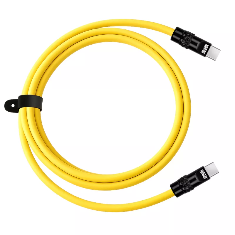 Newell Cable USB-C a USB-C 100W, 2m, Silicona, Amarillo-Negro