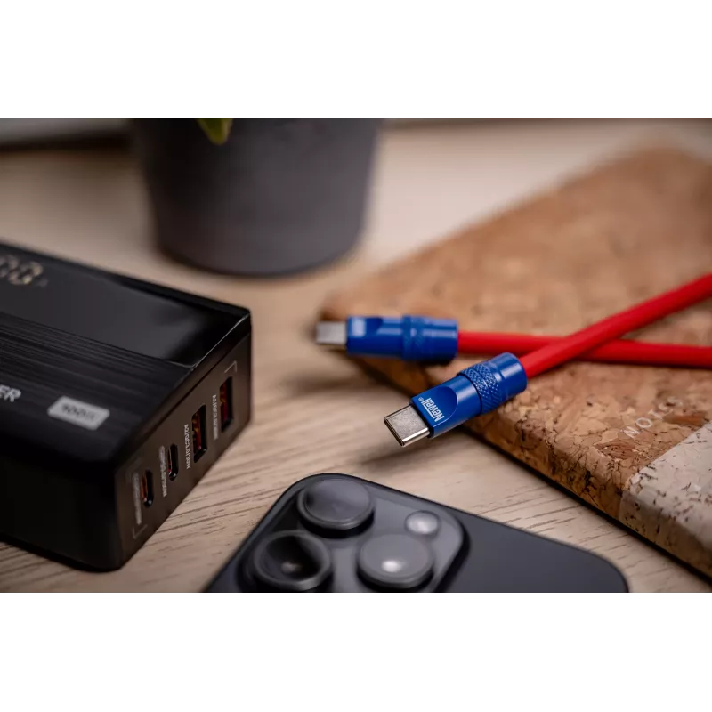 Newell Cable USB-C a USB-C 100W 2m Silicona Rojo-Azul Marino