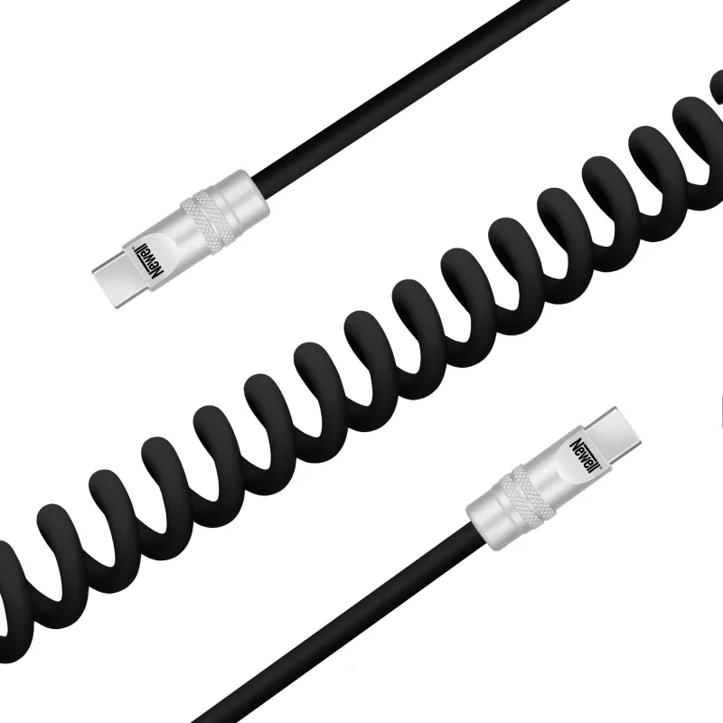 Newell Cable USB-C a USB-C 100W 1,5m Silicona Espiral Negro