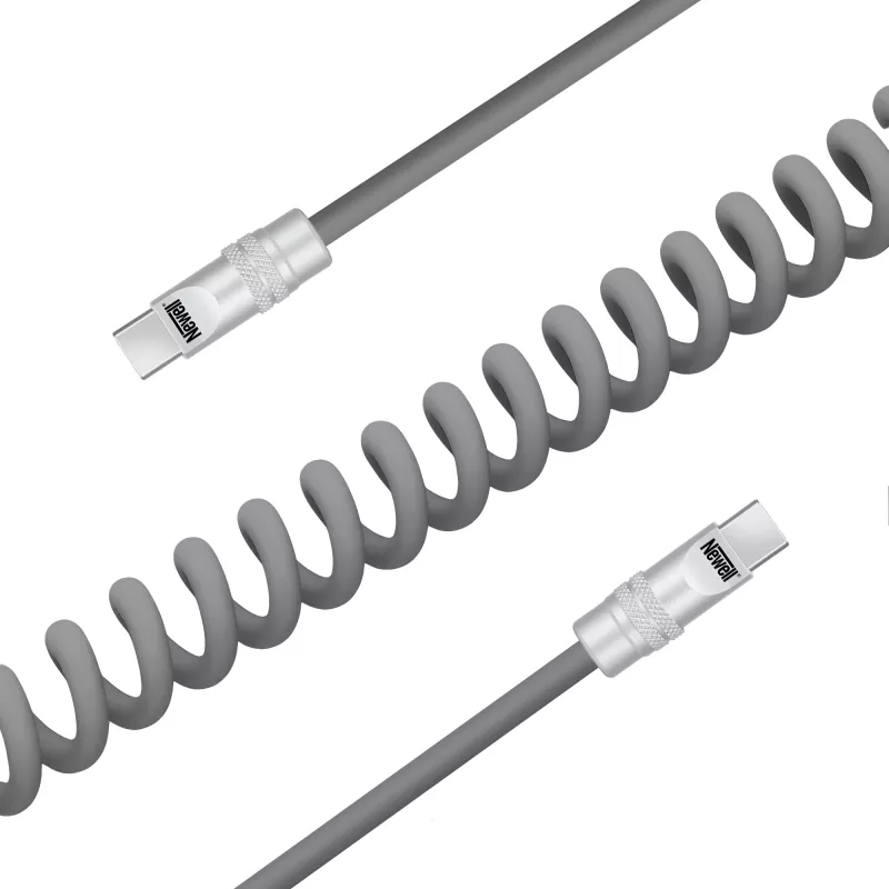 Newell Cable USB-C a USB-C 100W, 1,5m, Silicona, Enrollado, Gris