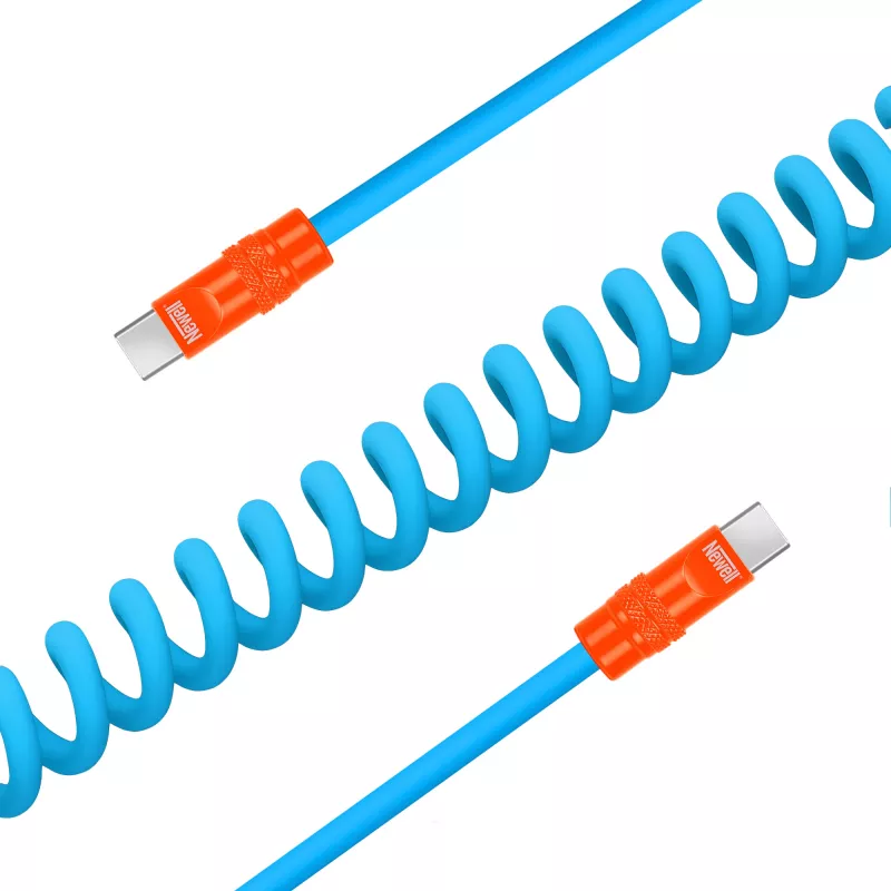 Newell Cable USB-C a USB-C 100W 1,5m Silicona Enrollado Azul-Naranja