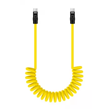 Newell Cable USB-C a USB-C 100W, 1,5m, Silicona, Enrollado, Amarillo-Negro