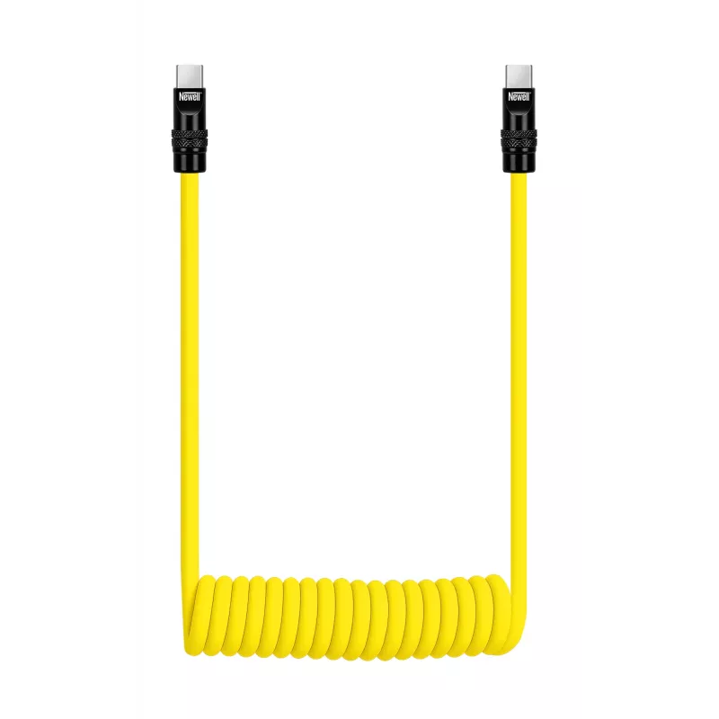 Newell Cable USB-C a USB-C 100W, 1,5m, Silicona, Enrollado, Amarillo-Negro