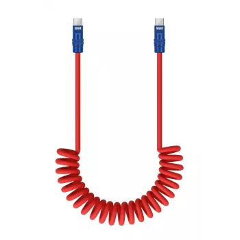 Newell Cable USB-C a USB-C 100W 1,5m Silicona Espiral Rojo-Azul Marino