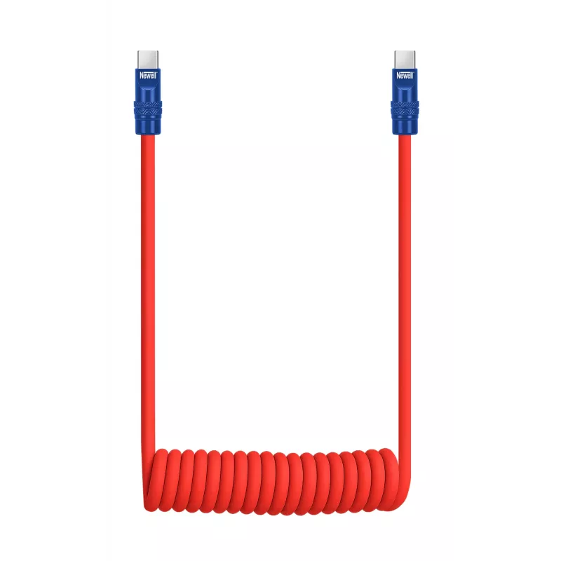 Newell Cable USB-C a USB-C 100W 1,5m Silicona Espiral Rojo-Azul Marino