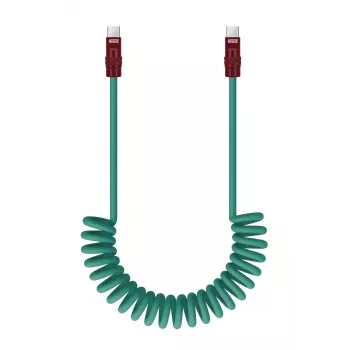 Newell Cable USB-C a USB-C 100W, 1,5m, Silicona, Enrollado, Verde-Burdeos