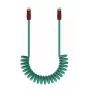 Newell Cable USB-C a USB-C 100W, 1,5m, Silicona, Enrollado, Verde-Burdeos