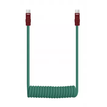 Newell Cable USB-C a USB-C 100W, 1,5m, Silicona, Enrollado, Verde-Burdeos