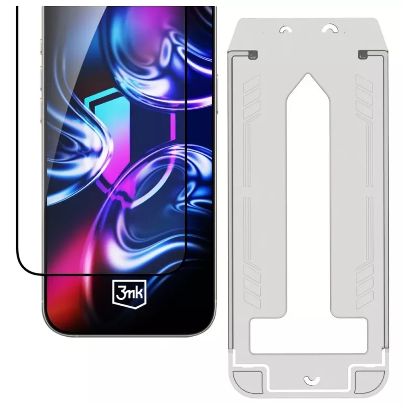 3mk HardGlass Max Protector de pantalla de cristal templado con aplicador para iPhone Air (Negro)