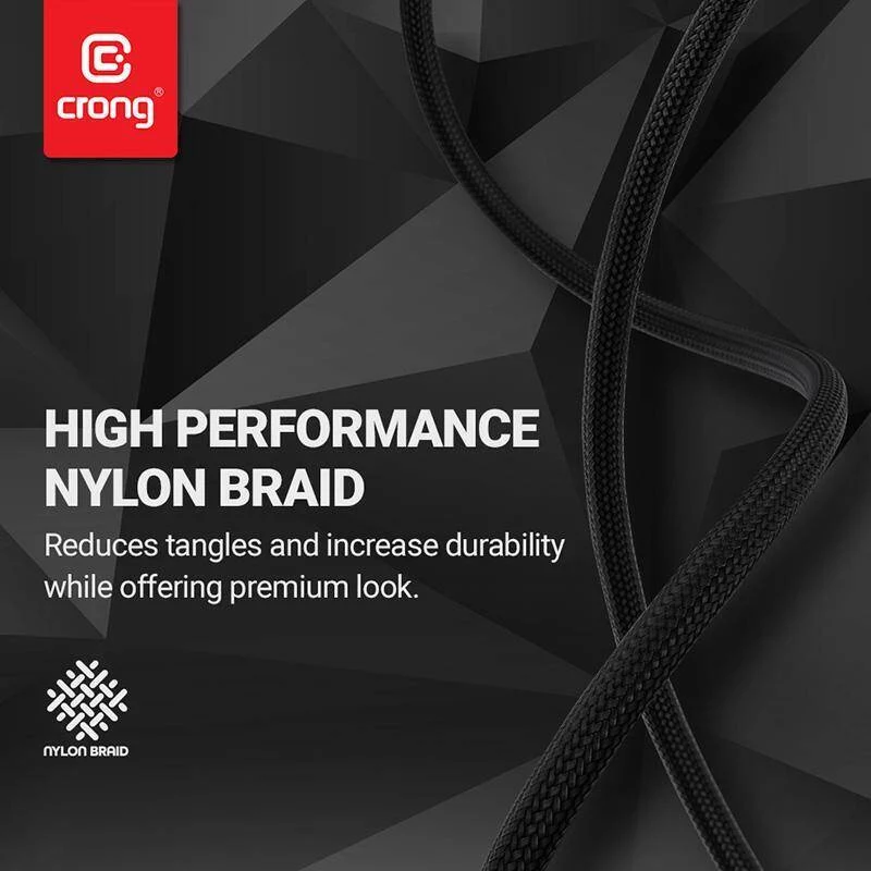 Crong Armor Link Cable USB-C a USB-C 100W PD 5A 200cm Negro