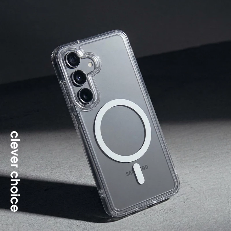 Crong Hybrid Clear Funda magnética transparente con MagSafe para Samsung Galaxy S26+ (Transparente)