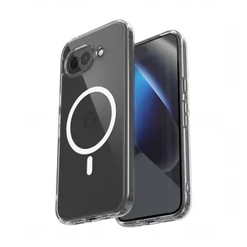 Crong Hybrid Clear Funda magnética transparente MagSafe para Google Pixel 10a (Transparente)