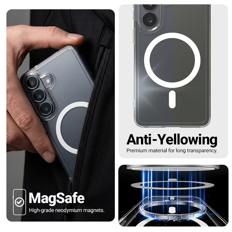 Crong Hybrid Clear Funda magnética transparente MagSafe para Google Pixel 10a (Transparente)