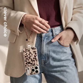 Crong Phone Charm - Cordón trenzado de nailon Beige Twist