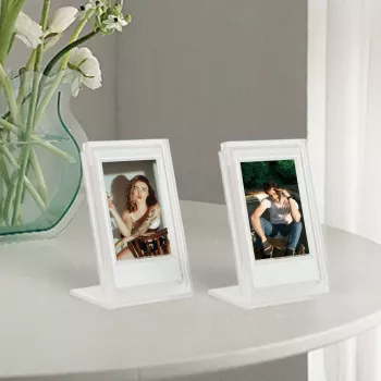 LOVEINSTANT 2x Marco de fotos transparente + caja de almacenamiento para Fujifilm Instax Mini 12, 11, 9, 8, 7s, 70, 90, 50, 40, Evo, Liplay, Link 2, Link SE