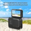 PULUZ Funda protectora de silicona con tapa de objetivo para Insta360 Ace Pro, negra