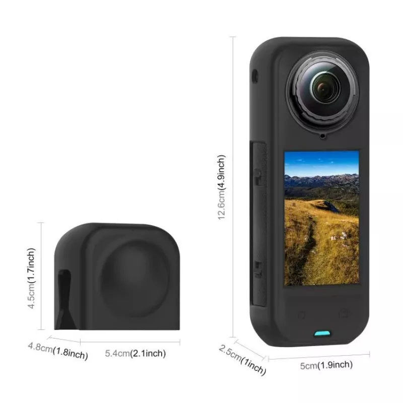 PULUZ PU757B Tapa de objetivo y funda protectora de silicona para Insta360 X5
