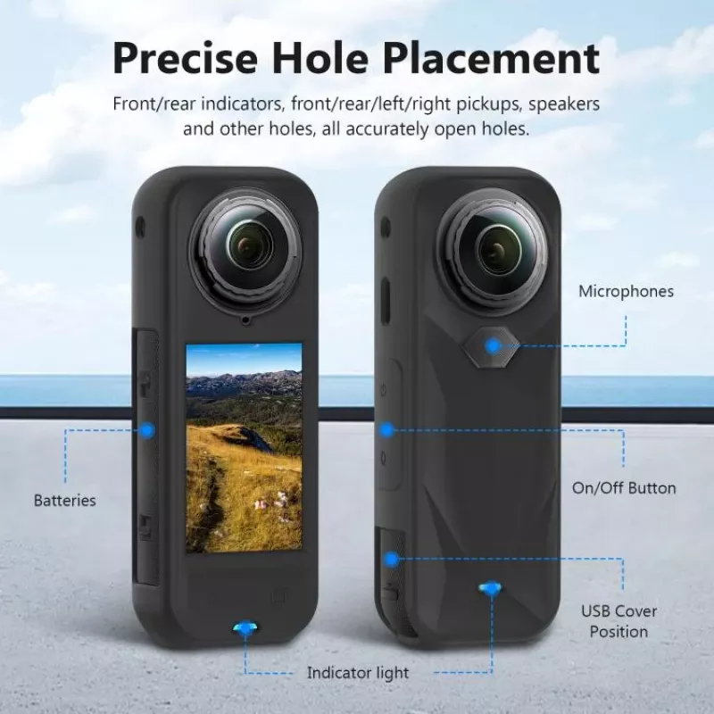 PULUZ PU757B Tapa de objetivo y funda protectora de silicona para Insta360 X5