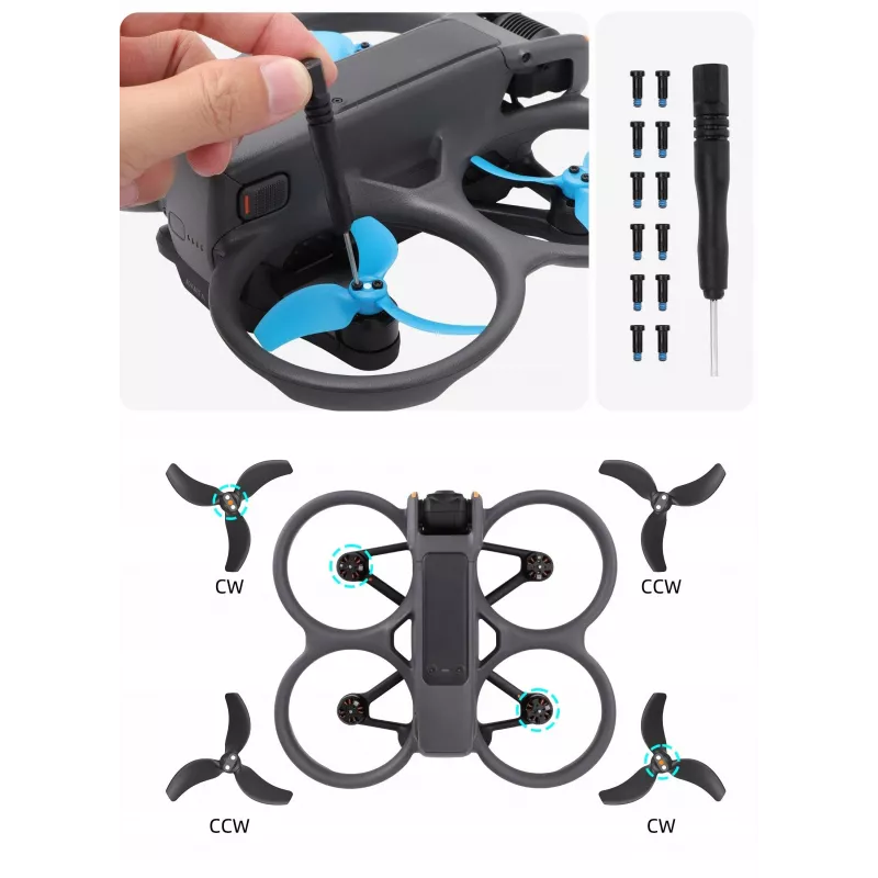 SUNNYLIFE 3032S-2-D Juego de 4 hélices para DJI Avata 2 - Negro