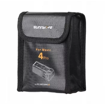 SUNNYLIFE Bolsa ignífuga de almacenamiento de baterías para DJI Mavic 4 Pro, para 2 baterías, negro