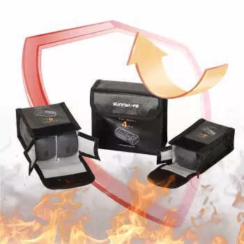 SUNNYLIFE Bolsa ignífuga de almacenamiento de baterías para DJI Mavic 4 Pro, para 2 baterías, negro
