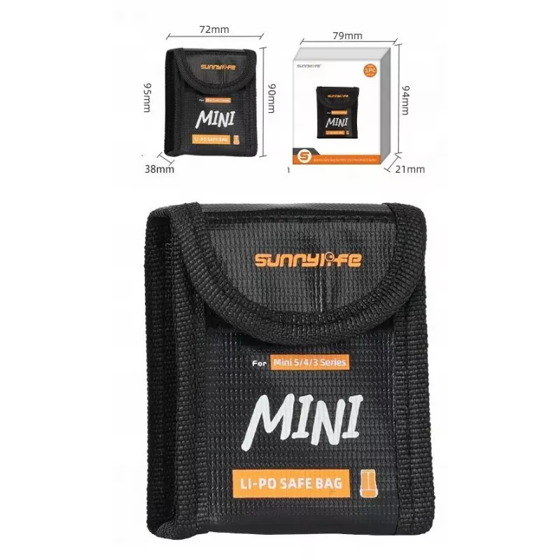 SUNNYLIFE Bolsa de seguridad ignífuga para baterías para DJI Mini 5/4/3 Pro/3, Lito 1, Lito X1 - 1x batería