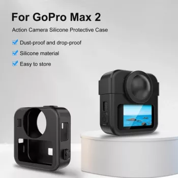 PULUZ Kit 3 en 1 funda protectora, tapa de objetivo, correa de mano para GoPro Max 2 - Negro