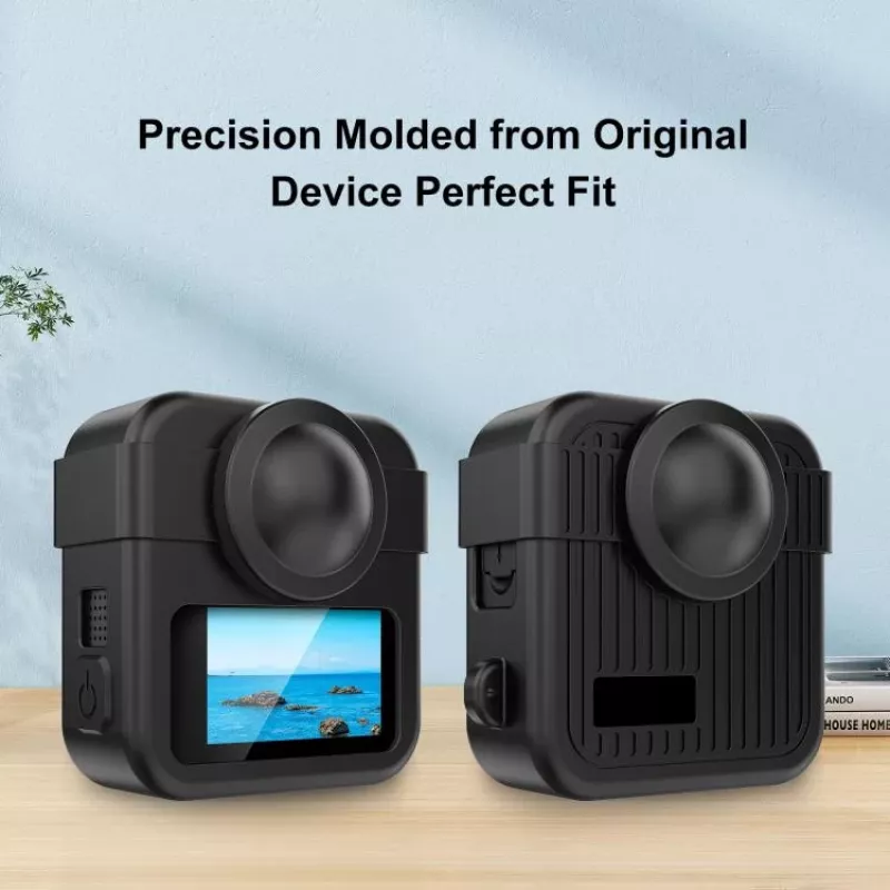 PULUZ Kit 3 en 1 funda protectora, tapa de objetivo, correa de mano para GoPro Max 2 - Negro