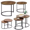 LEAN Set de 2 mesas de centro redondas 2 en 1 vintage madera natural 70x50cm 45x44cm