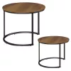LEAN Set de 2 mesas de centro redondas 2 en 1 vintage madera natural 70x50cm 45x44cm