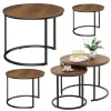 LEAN Set de 3 mesas de centro redondas 3 en 1, vintage, madera natural, 51 cm, 40 cm, 30 cm