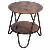 LEAN Mesa de centro redonda con estante adicional Industrial Vintage 40x42 cm