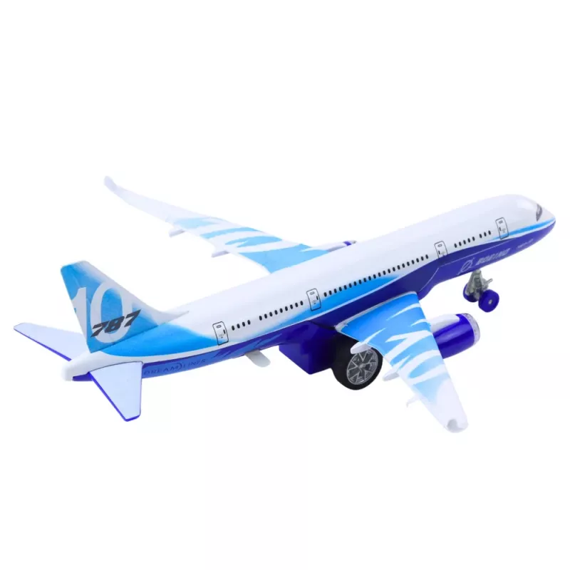 LEAN TOYS Avión de pasajeros con motor de retroceso, metal, luz, sonido, 23 cm