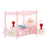 LEAN TOYS Set de muebles para muñecas: cama con dosel, mesitas de noche, lámparas