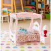 LEAN TOYS Set de muebles para muñecas: cama con dosel, mesitas de noche, lámparas