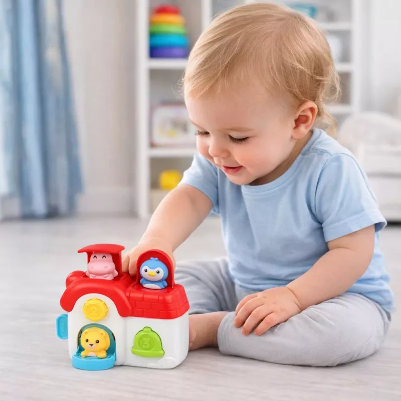 LEAN TOYS Casa de aprendizaje interactiva para niños pequeños - Animales pop-up