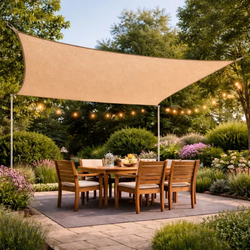 LEAN Vela de sombra para jardín, rectangular, beige, impermeable, 200x300 cm