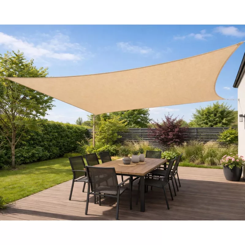 LEAN Vela de sombra para jardín, rectangular, beige, impermeable, 200x300 cm